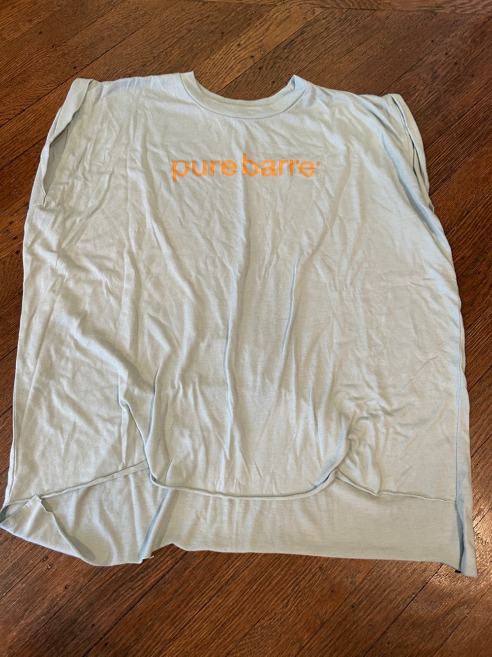 Pure Barre Light Sage Tee with Orange Logo